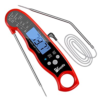 Meat Thermometer Oven Safe Leave in Instant Read Food Thermometer,  1Easylife Dual Probe Digital Meat Thermometer with Alarm Function and  Backlight for Outdoor Cooking, BBQ, Smoker and Grill -1easyLife Home &  Garden –