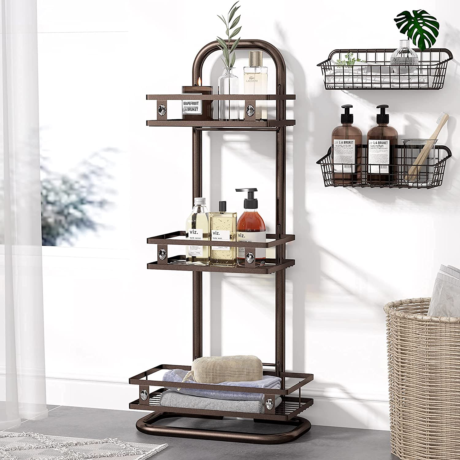 1Easylife 3-Tier Corner Standing Shower Caddy, Modern Bathroom Storage  Shelf Baskets Organizer Shelving Unit with 2 Extra Baskets for Shampoo,  Conditioner, Soap, Toiletries-1easyLife Home & Garden – Bringing Beauty to  Your Life