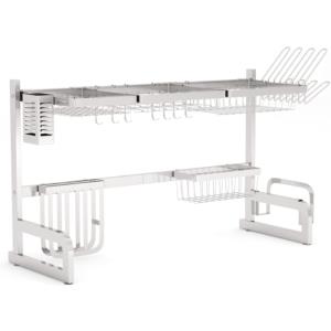 Over the Sink Dish Drying Rack - 1Easylife Adjustable 2-Tier Large Dish  Dryer Rack 